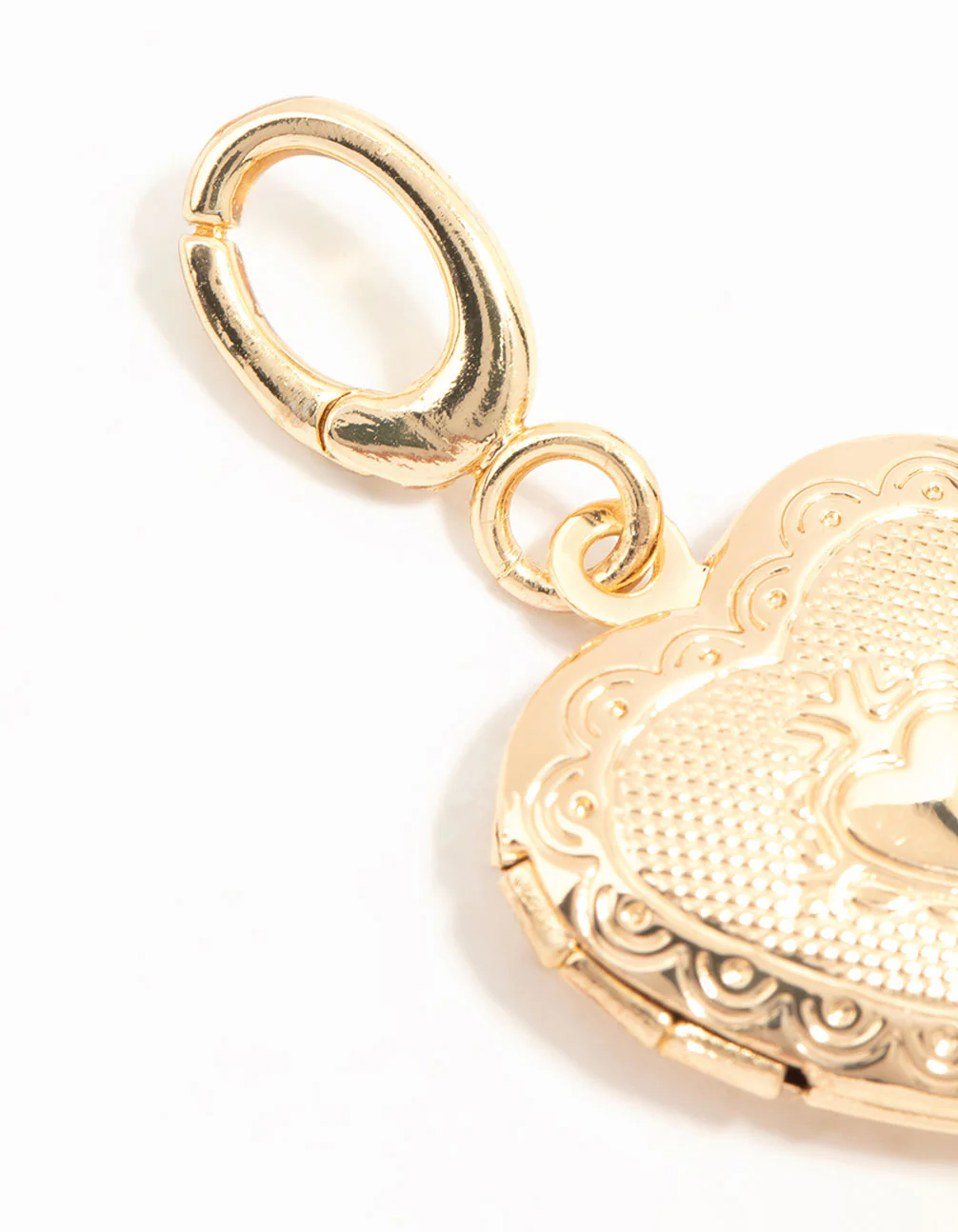 Gold Plated Textured Heart Locket Charm - Image 2