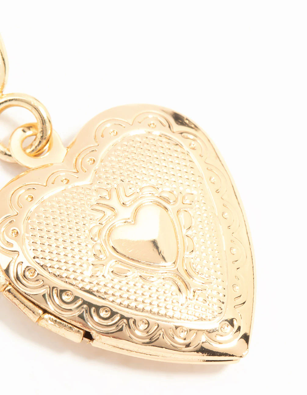 Gold Plated Textured Heart Locket Charm - Image 3
