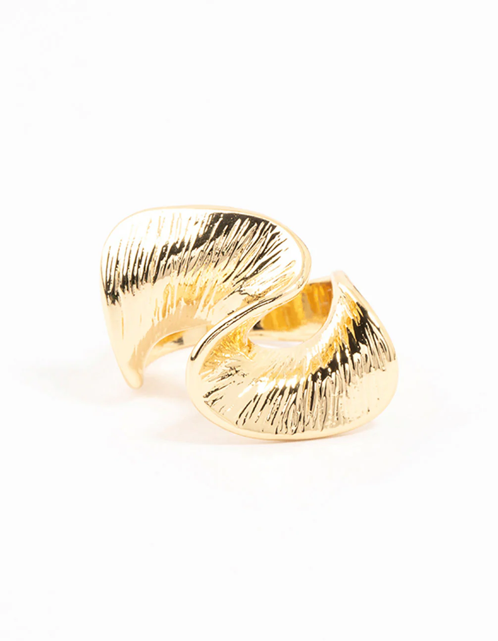 Gold Plated Textured Metal Twisted Ring - Image 3