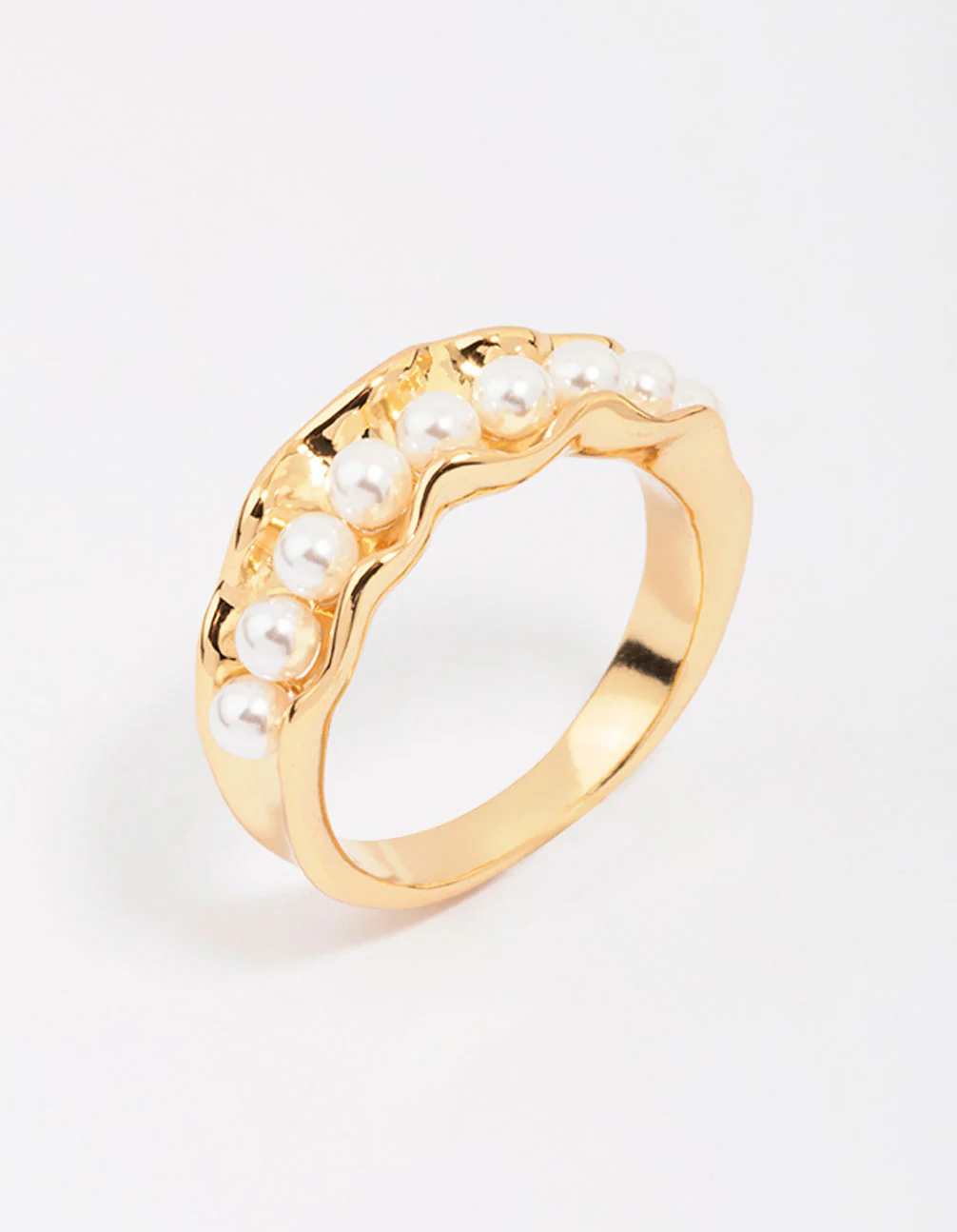 Gold Plated Textured Ribbon Band Ring - Image 2