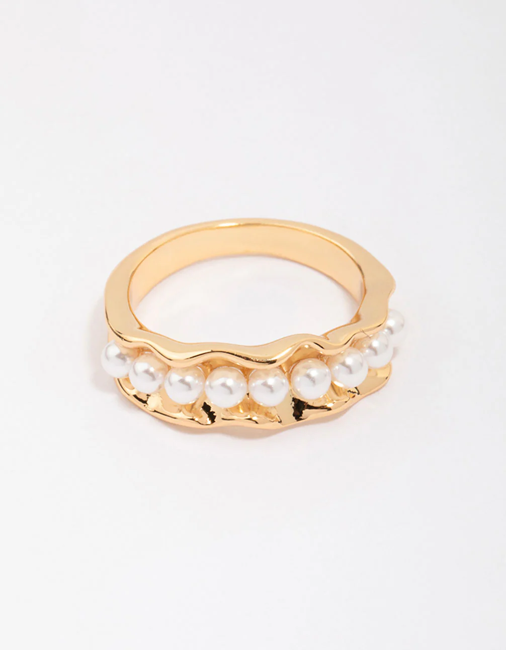 Gold Plated Textured Ribbon Band Ring - Image 3