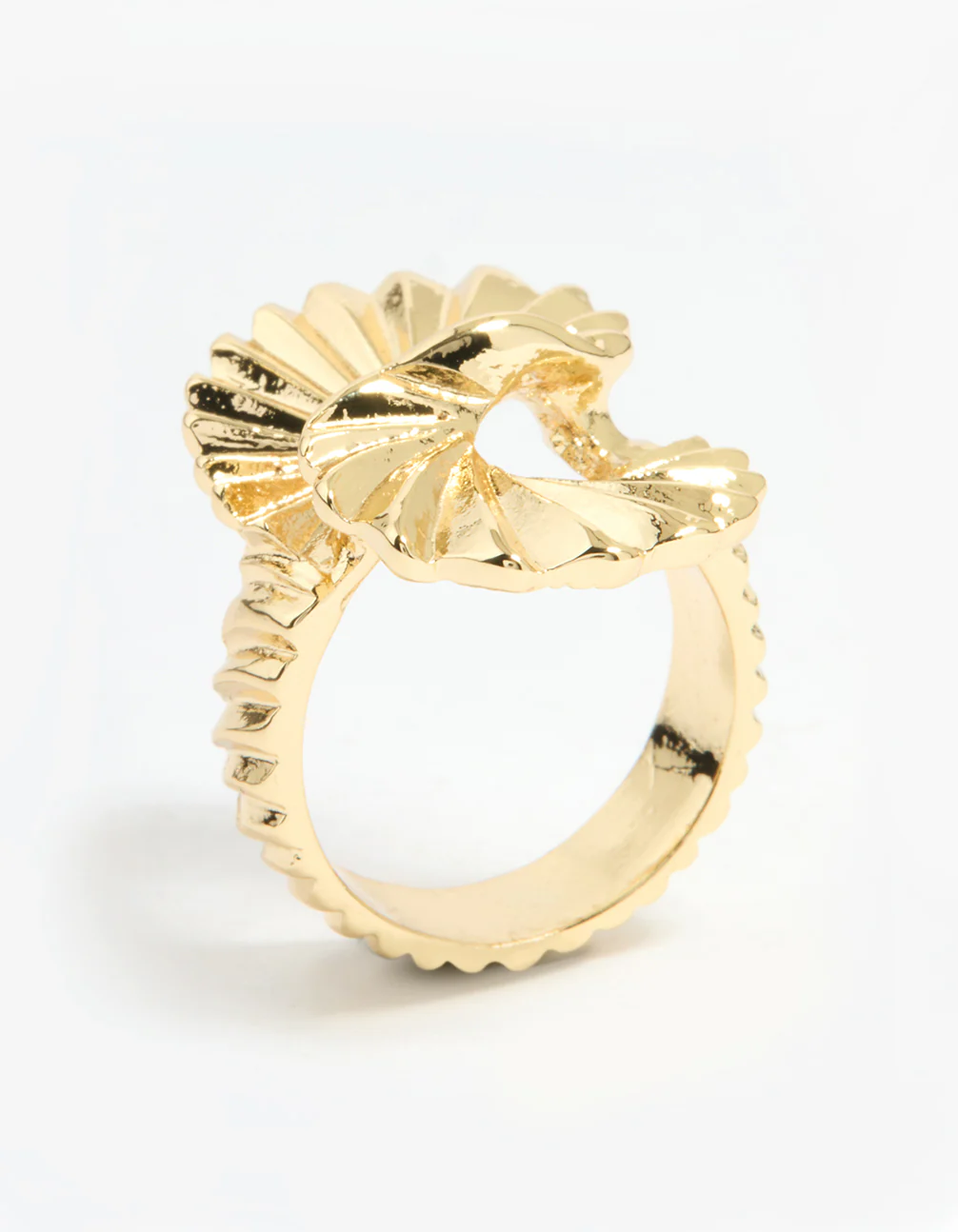 Gold Plated Textured Twist Ring - Image 2