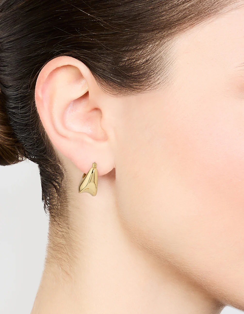 Gold Plated Thick Concave Hoop Earrings - Image 2
