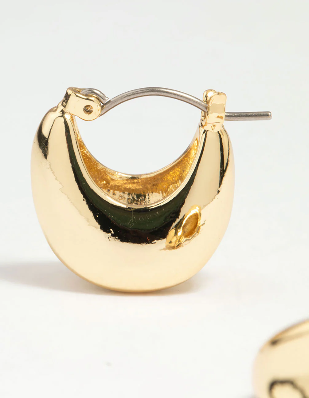 Gold Plated Thick Concave Hoop Earrings - Image 4