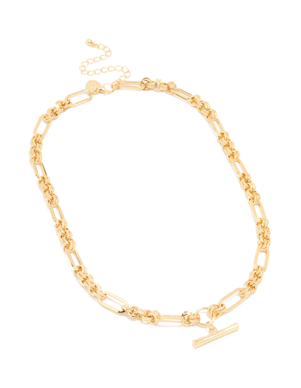 Gold Plated Thick Figaro Bar Necklace - Image 2