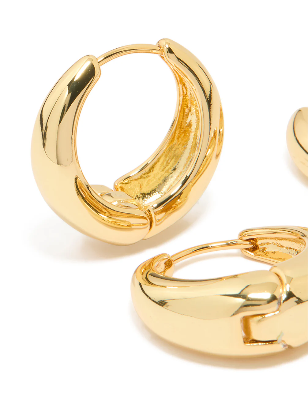 Gold Plated Thick Small & Large Huggie Earrings 2-Pack - Image 2