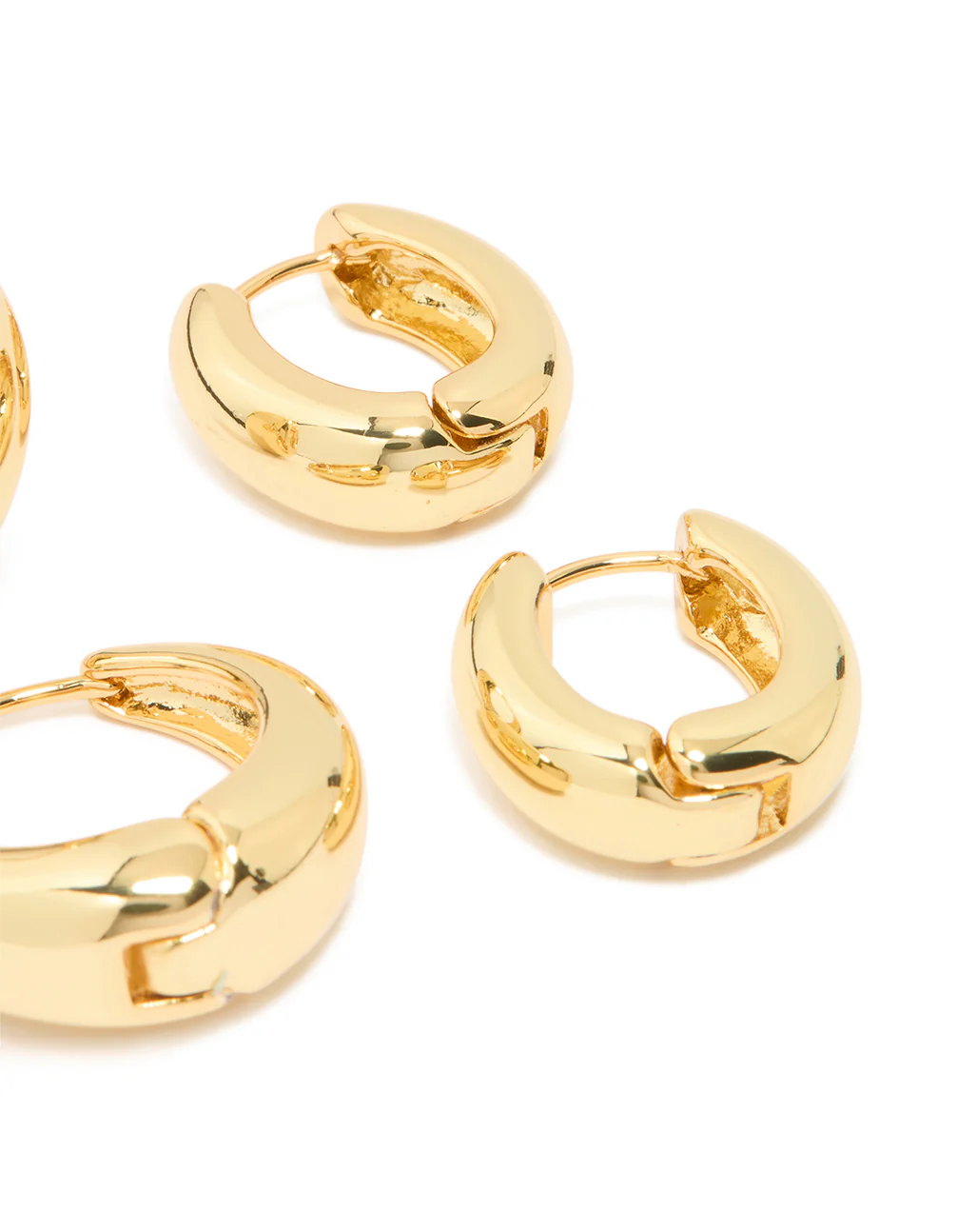 Gold Plated Thick Small & Large Huggie Earrings 2-Pack - Image 3