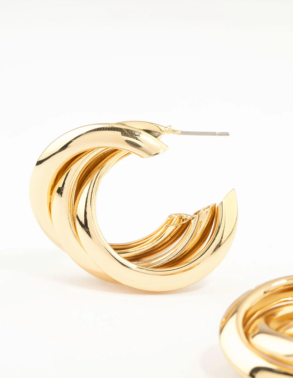 Gold Plated Thick Twisted Hoop Earrings - Image 4