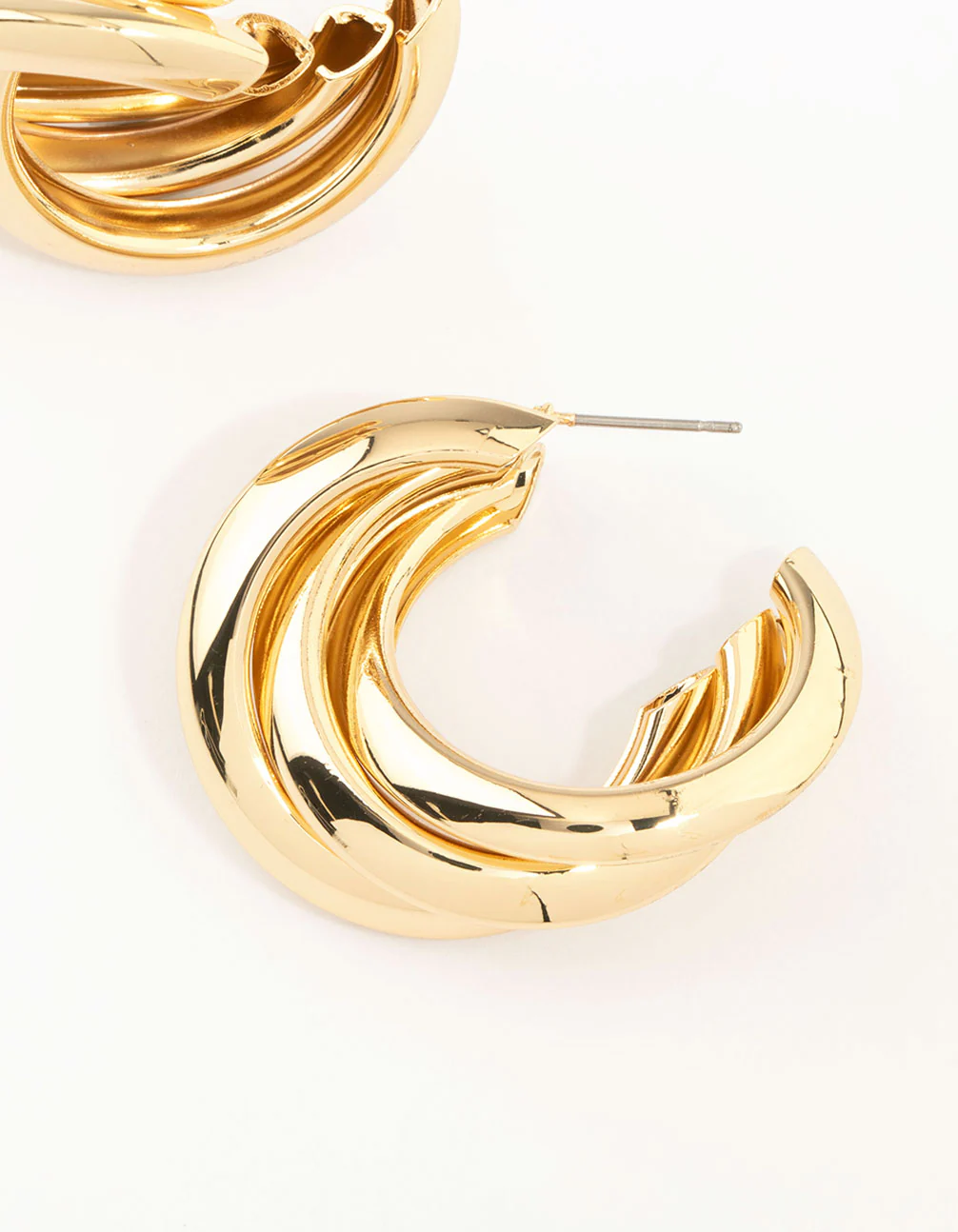 Gold Plated Thick Twisted Hoop Earrings - Image 5