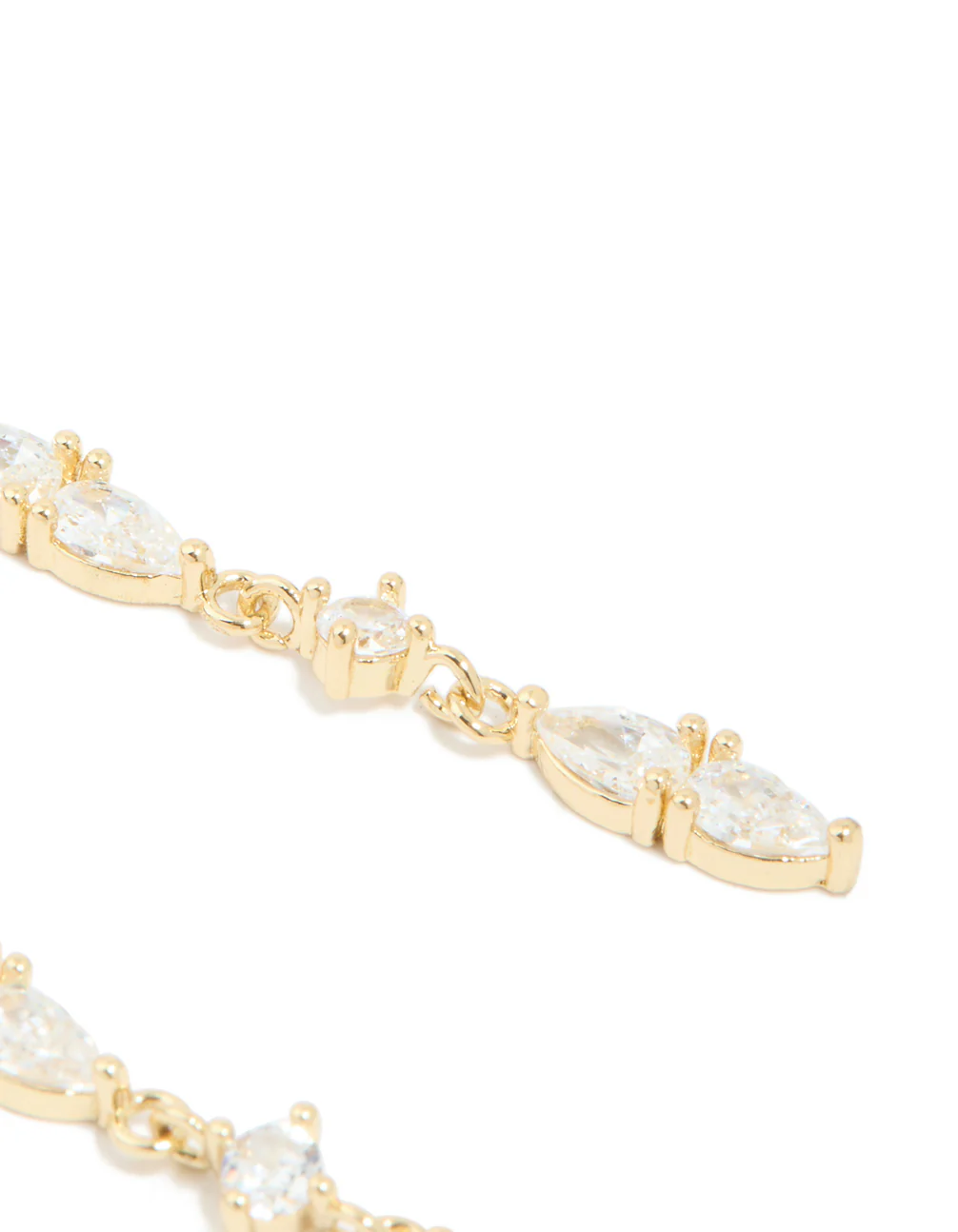 Gold Plated Thin Cubic Zirconia Razzle Drop Earrings - Image 5