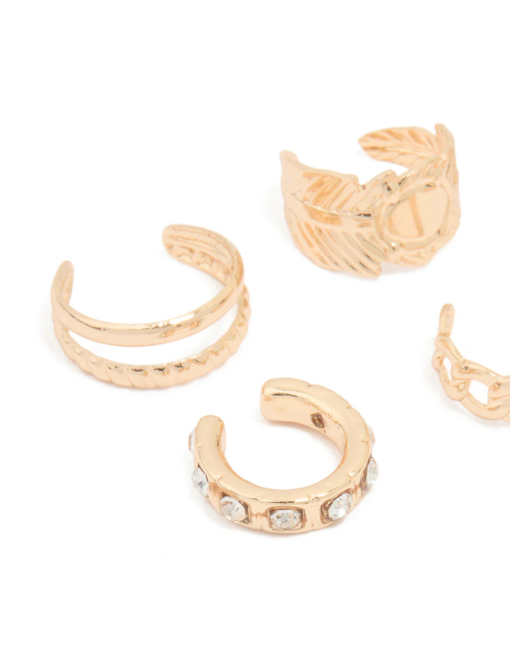 Gold Plated Thin Mixed Ear Cuffs 8-Pack - Image 2