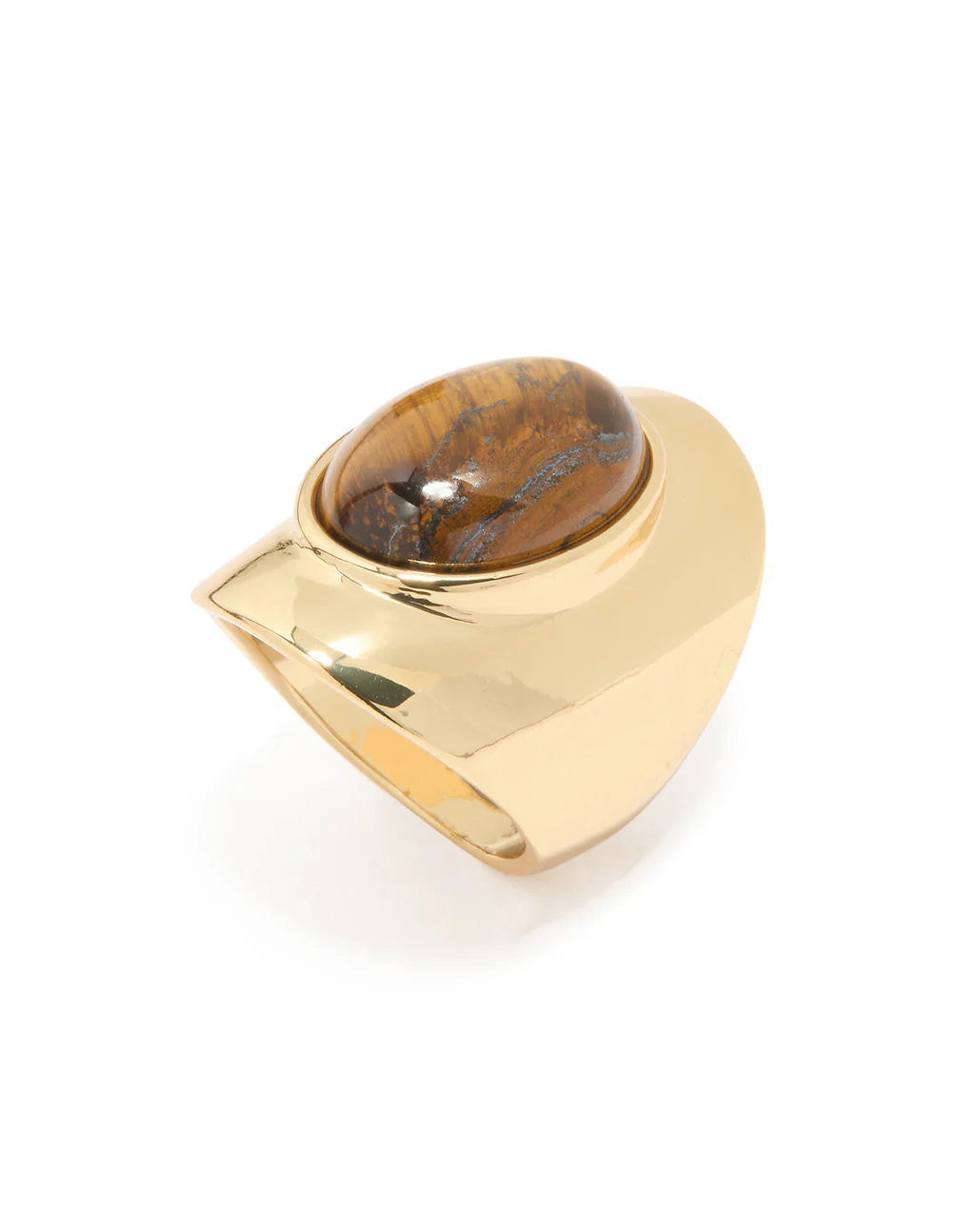 Gold Plated Tiger's Eye Oval Ring - Image 2