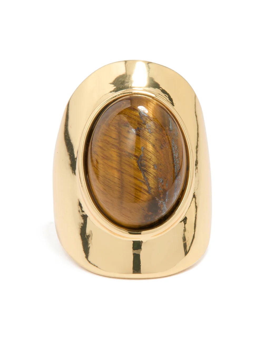 Gold Plated Tiger's Eye Oval Ring - Image 3