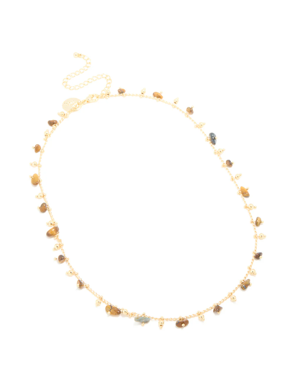 Gold Plated Tigers Eye Semi Precious Stone Short Necklace - Image 2