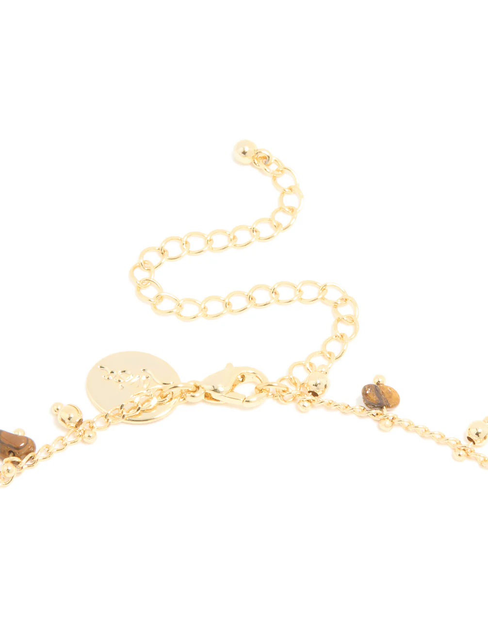 Gold Plated Tigers Eye Semi Precious Stone Short Necklace - Image 3