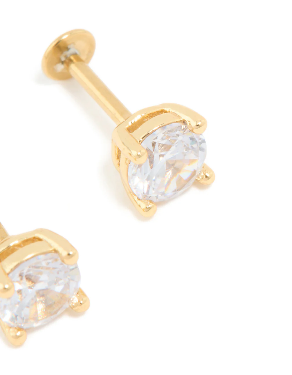 Gold Plated Titanium 5 MM Cubic Zirconia Flat Back Studs - Image 3