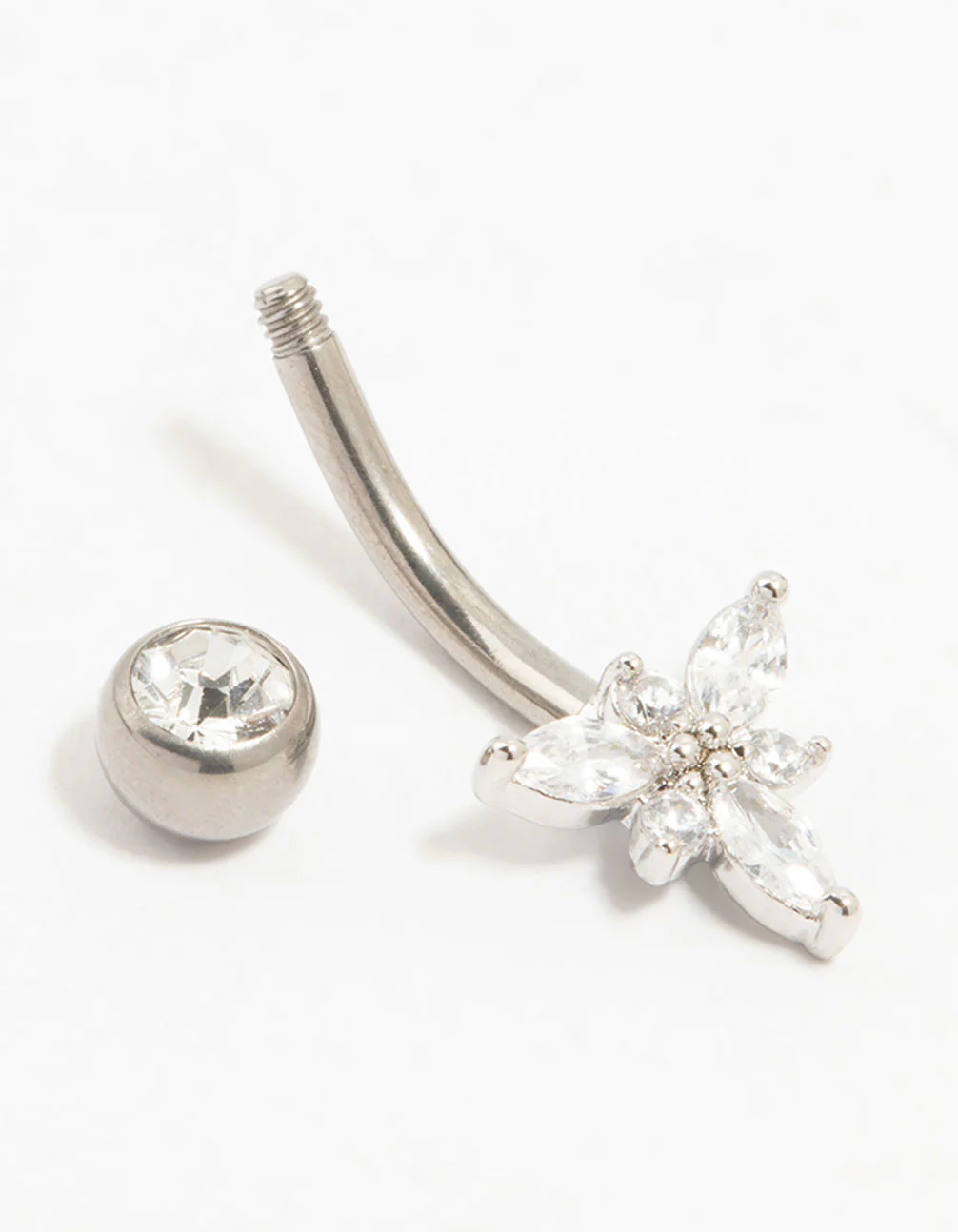 Titanium Cubic Zirconia Threadless Belly Bar - Image 2