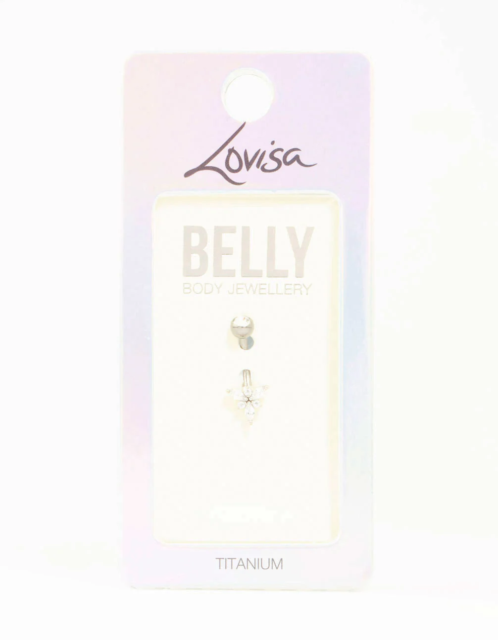 Titanium Cubic Zirconia Threadless Belly Bar - Image 3