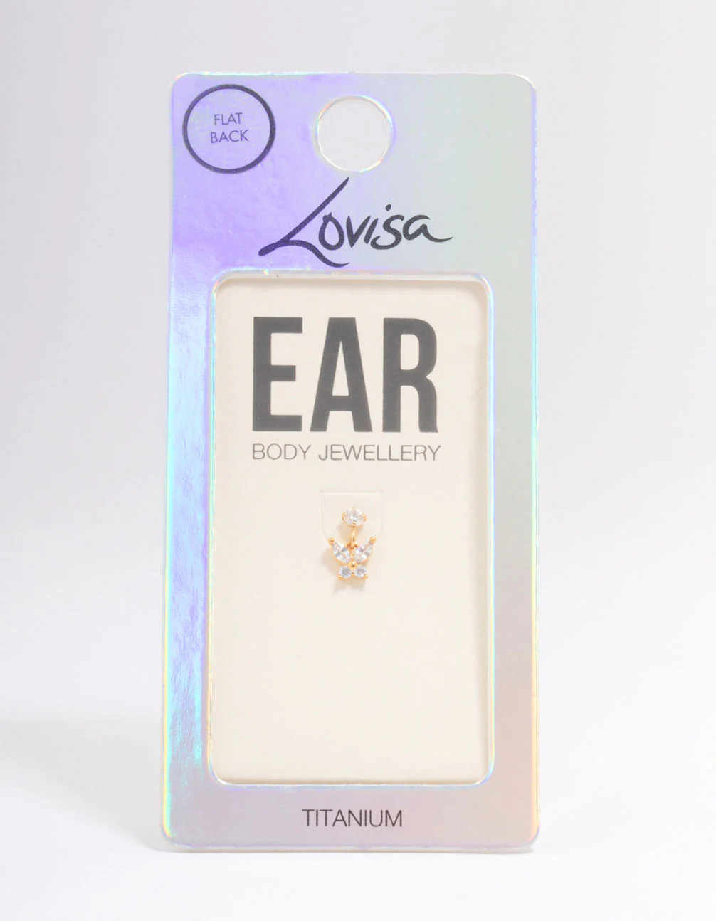 Gold Plated Titanium Cubic Zirconia Butterfly Drop Earring - Image 3