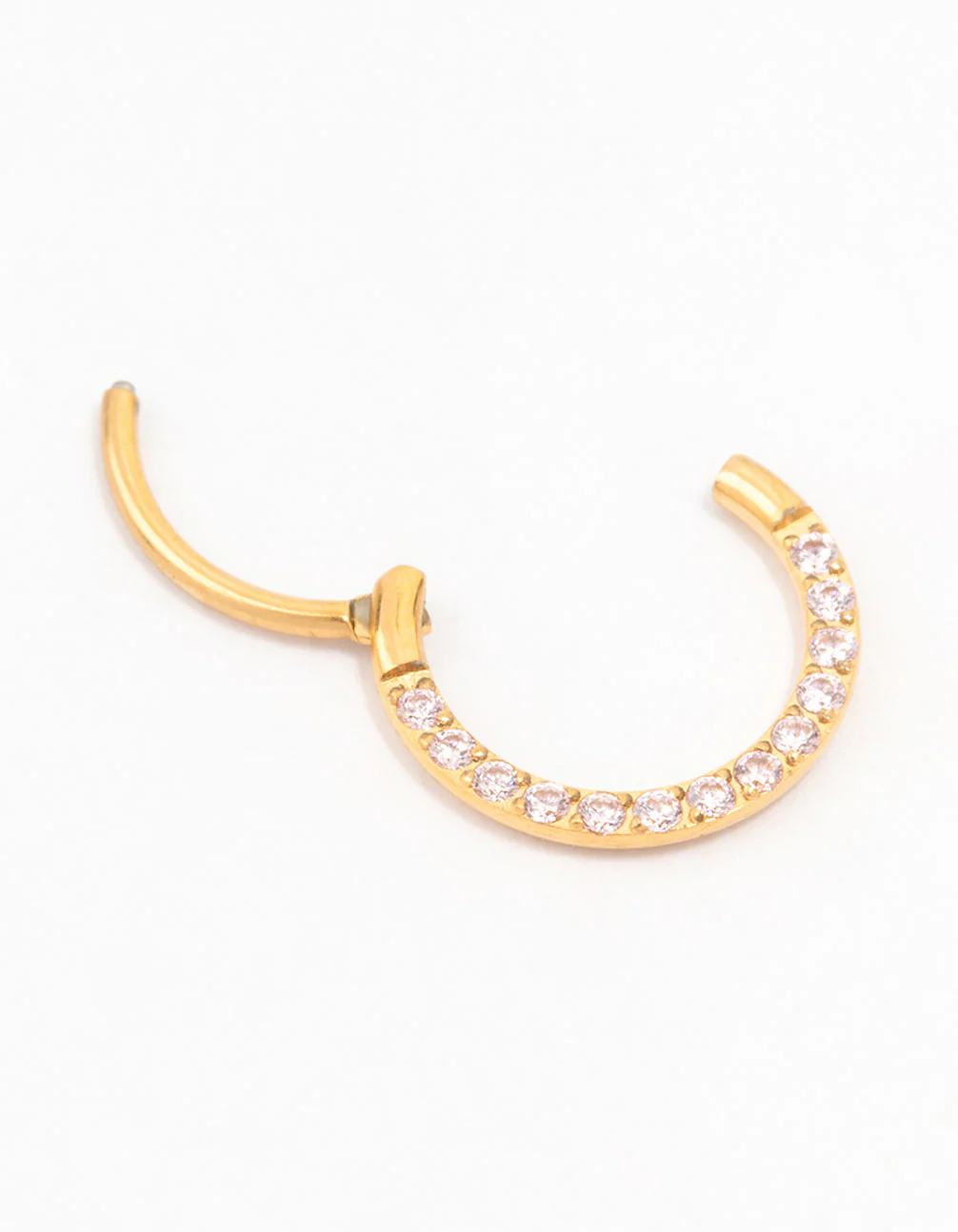 Gold Plated Titanium Cubic Zirconia Clicker Ring - Image 2