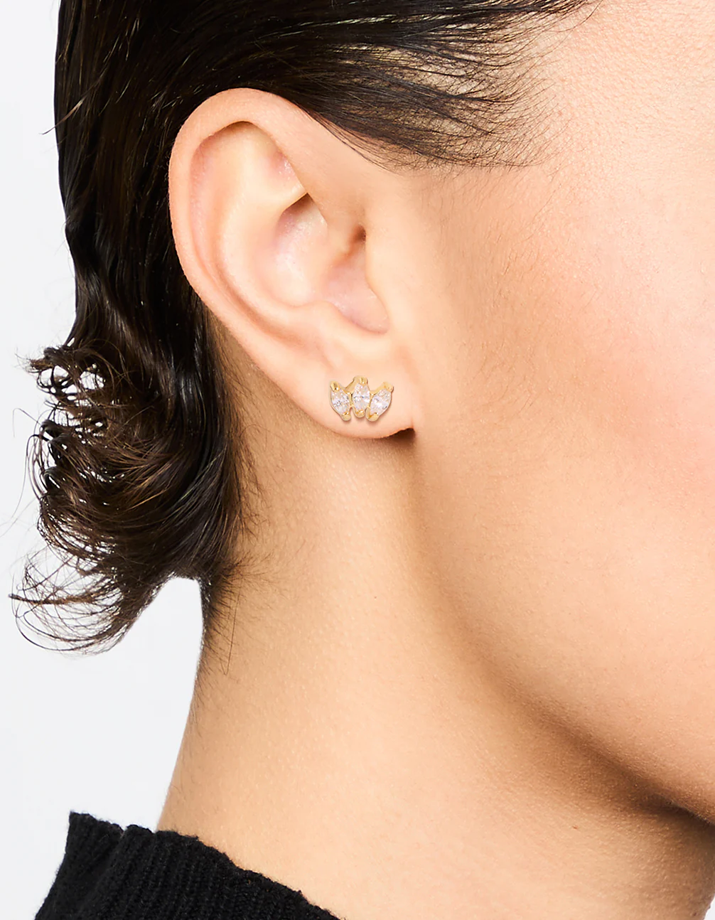 Gold Plated Titanium Cubic Zirconia Cluster Flat Back Studs 2-Pack - Image 2