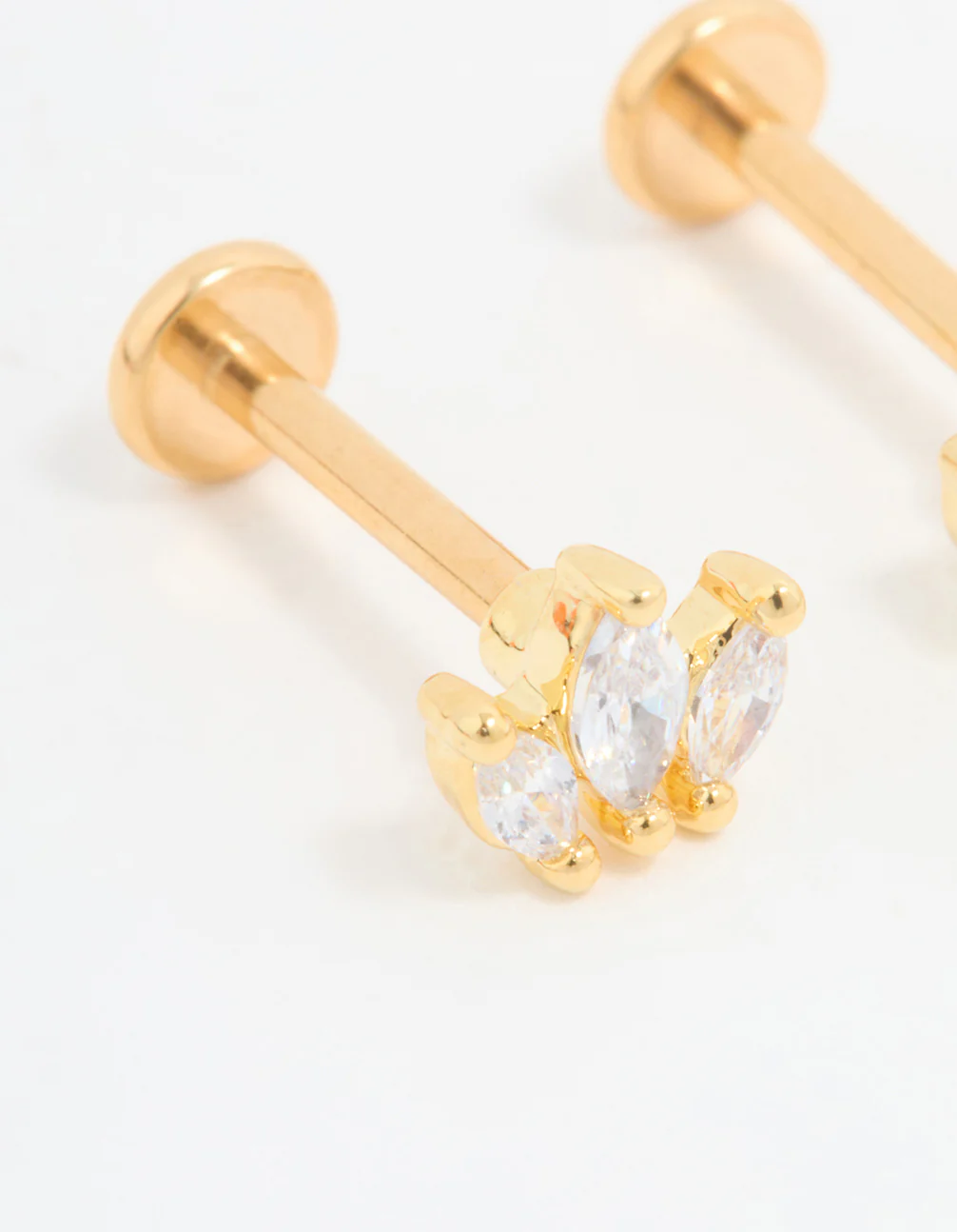 Gold Plated Titanium Cubic Zirconia Cluster Flat Back Studs 2-Pack - Image 4
