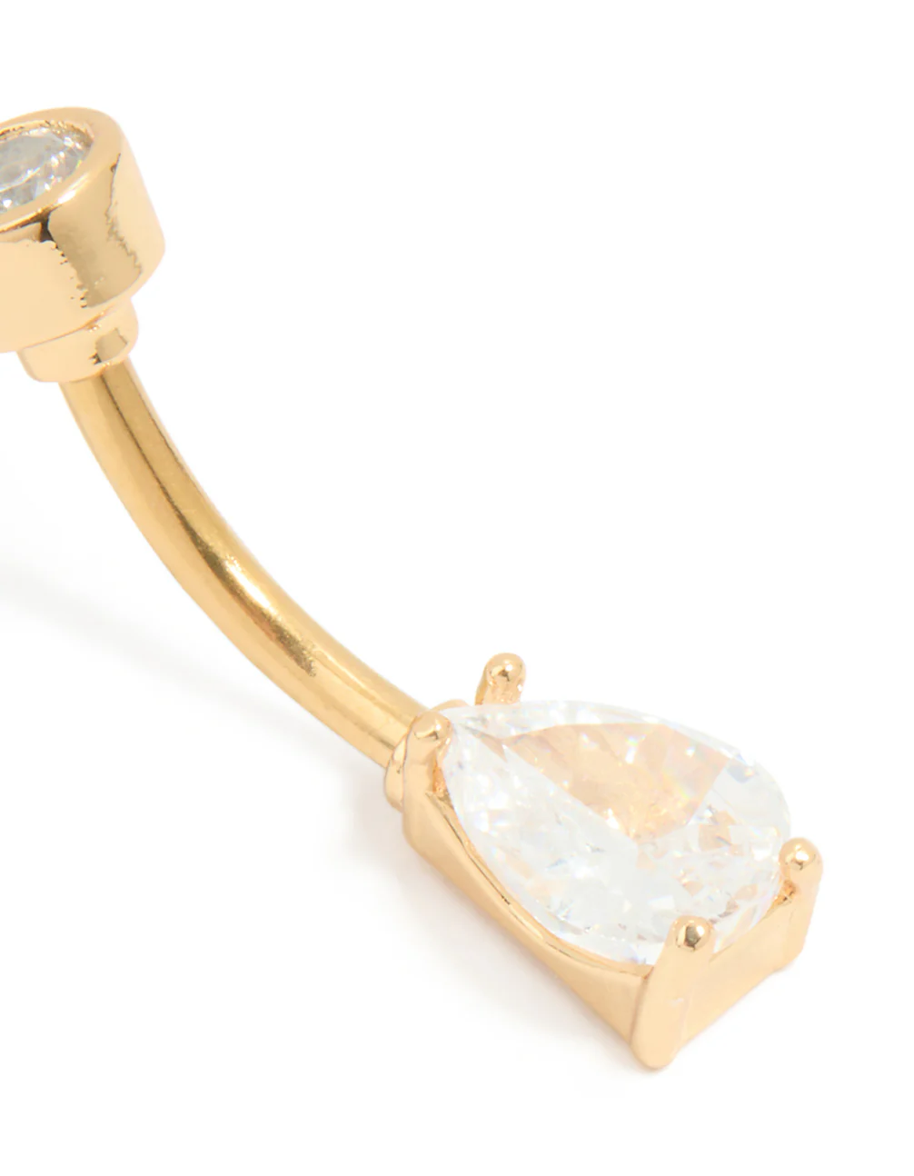 Gold Plated Titanium Cubic Zirconia Double Belly Bar - Image 2