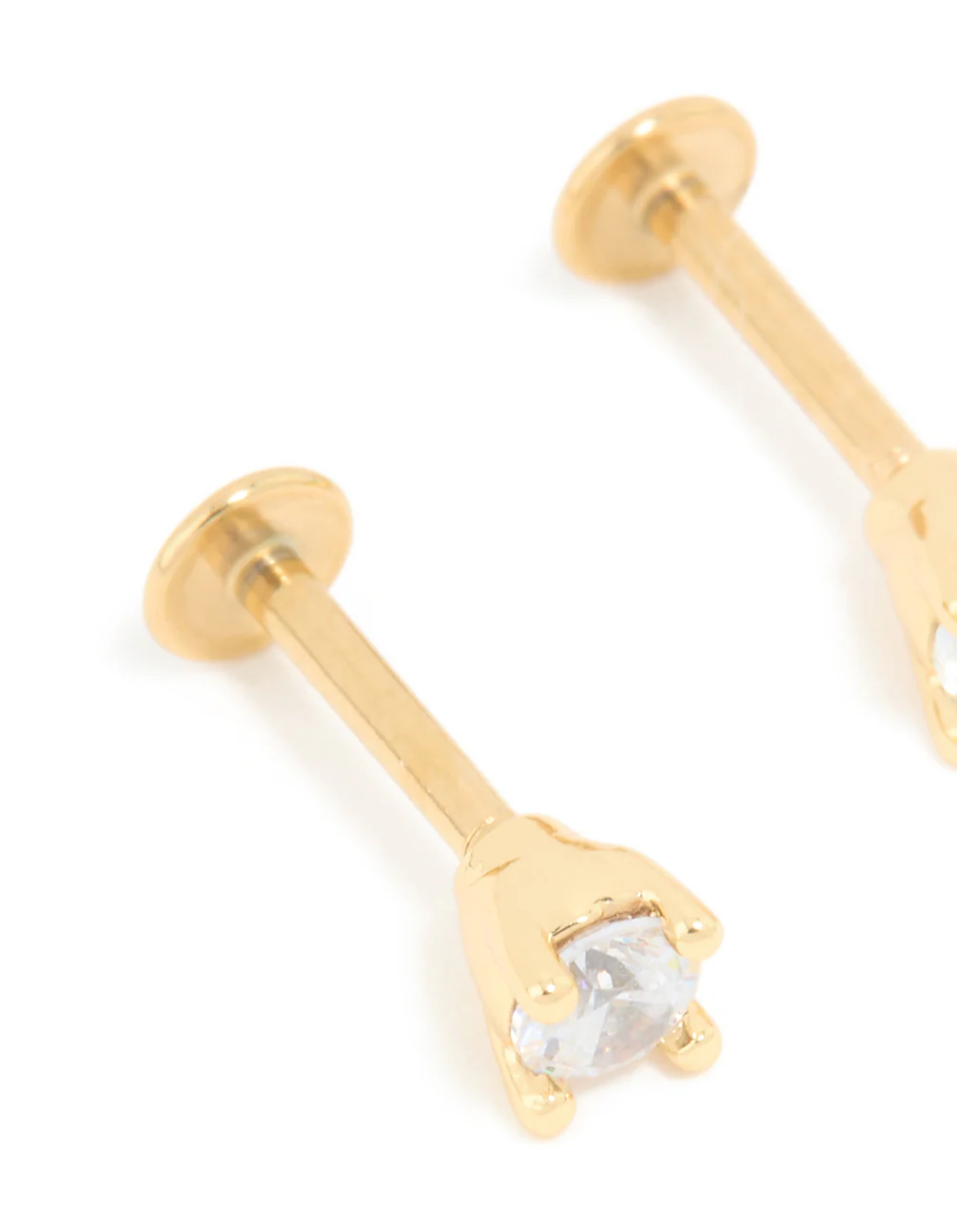 Gold Plated Titanium Cubic Zirconia Flat Back Studs 3MM - Image 2