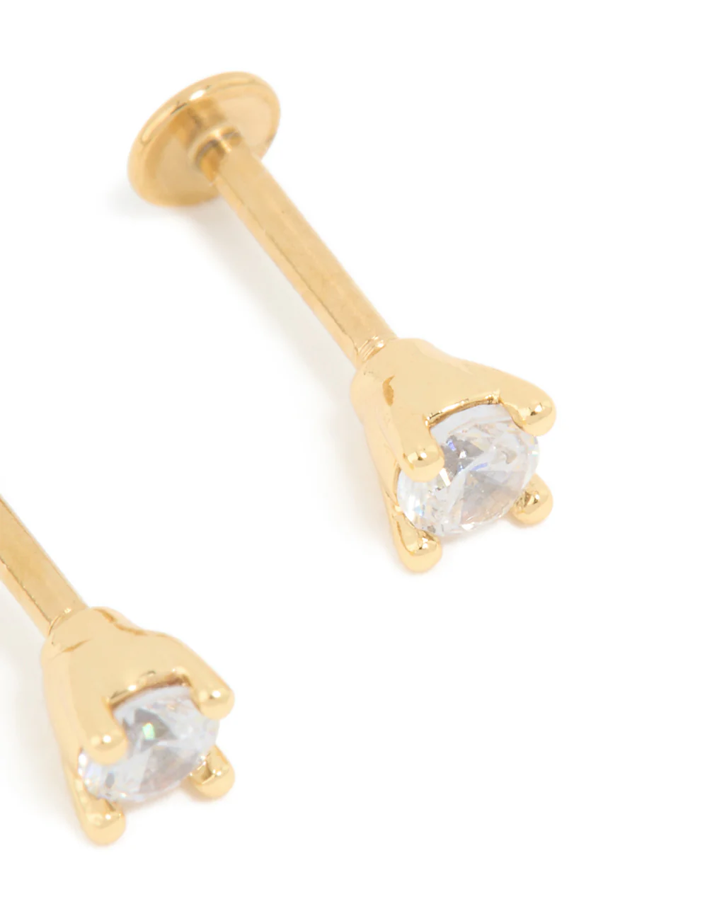 Gold Plated Titanium Cubic Zirconia Flat Back Studs 3MM - Image 3