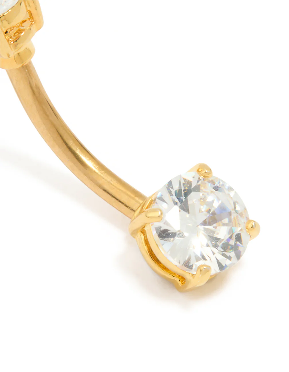 Gold Plated Titanium Cubic Zirconia Mini & Medium Belly Bar - Image 2
