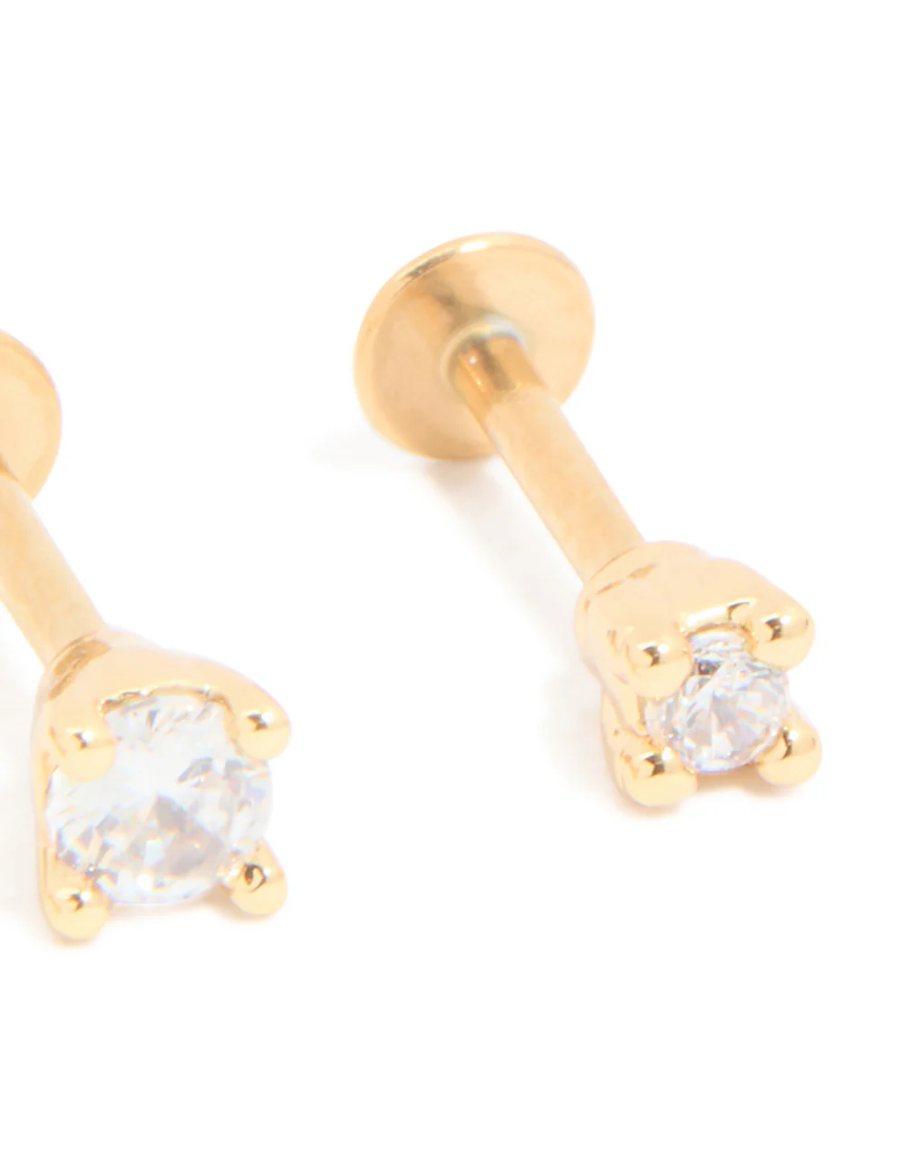 Gold Plated Titanium Cubic Zirconia Mixed Size Flat Back Earrings 3-Pack - Image 3