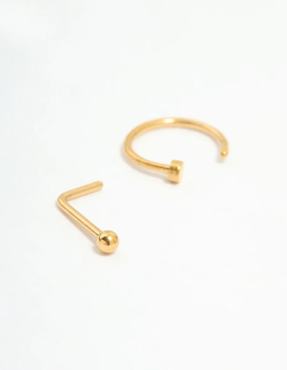 Gold Plated Titanium Cubic Zirconia Nose Ring & Studs 3-Pack - Image 2