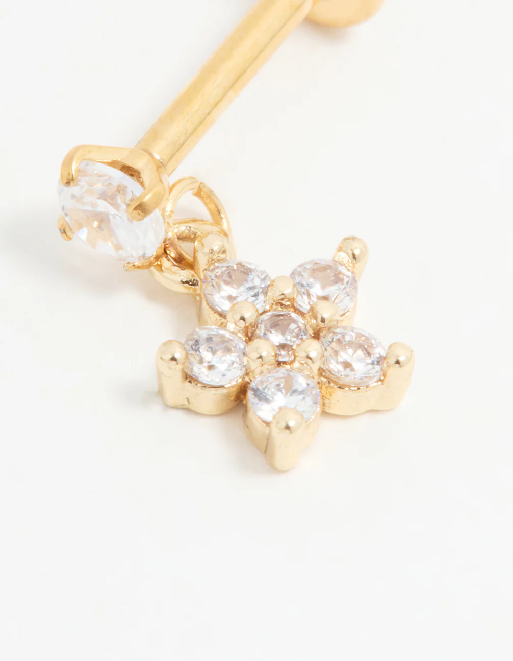 Gold Plated Titanium Cubic Zirconia Petal Flower Flat Back Stud - Image 2