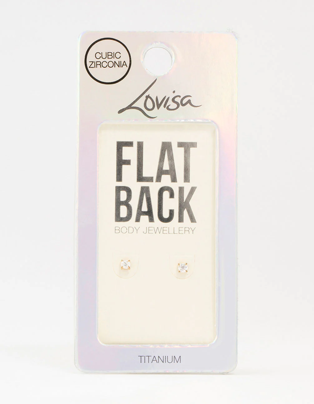 Gold Plated Titanium Cubic Zirconia Stud Flat Backs 2-Pack - Image 3