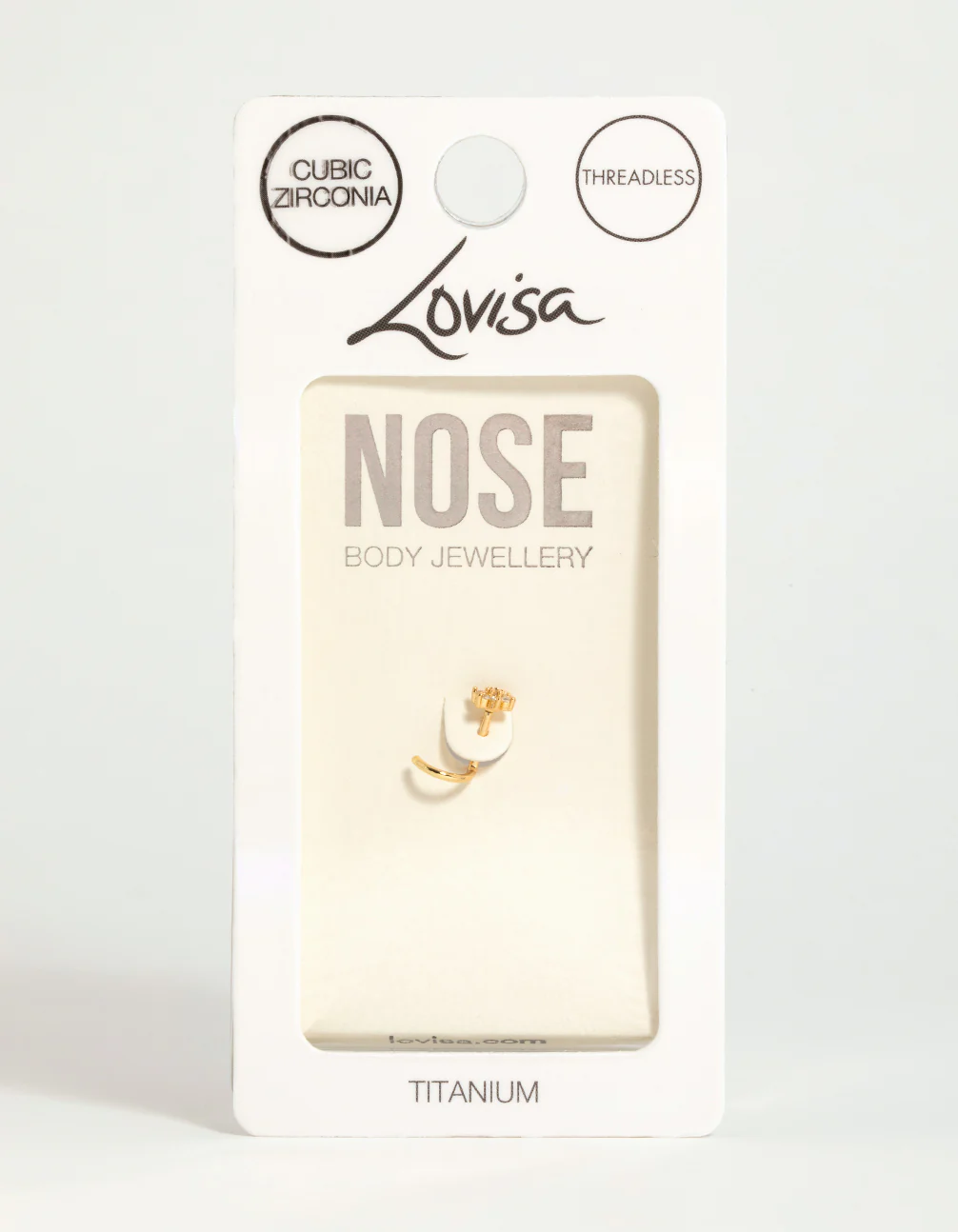 Gold Plated Titanium Cubic Zirconia Threadless Single Flower Nose Stud - Image 3