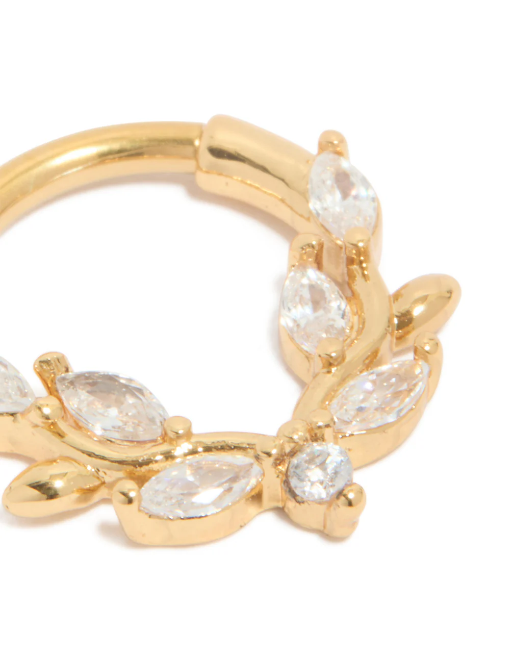 Gold Plated Titanium Cubic Zirconia Vine Clicker Ring - Image 2