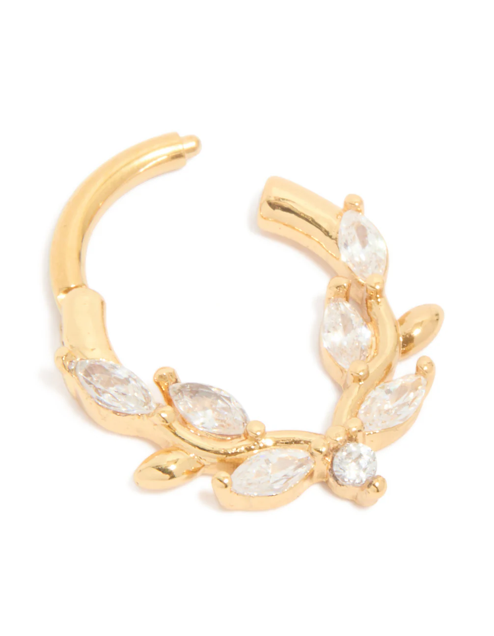 Gold Plated Titanium Cubic Zirconia Vine Clicker Ring - Image 3