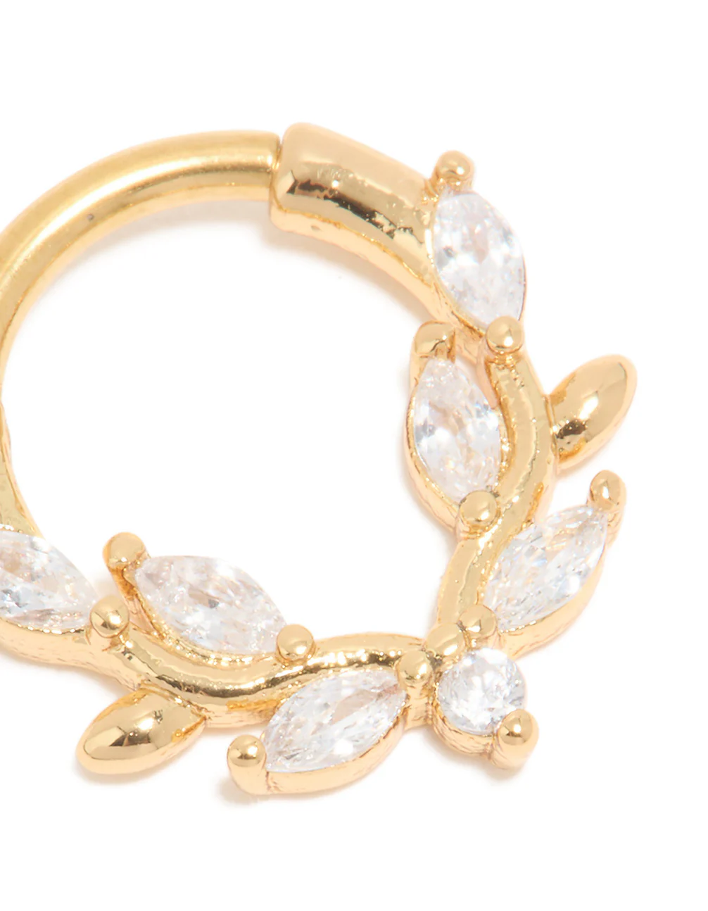 Gold Plated Titanium Cubic Zirconia Vine Clicker Ring - Image 2