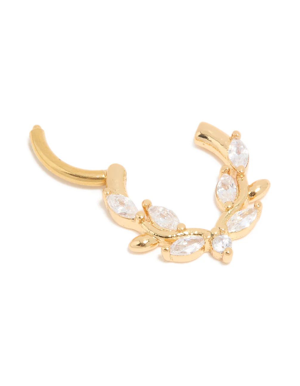 Gold Plated Titanium Cubic Zirconia Vine Clicker Ring - Image 3