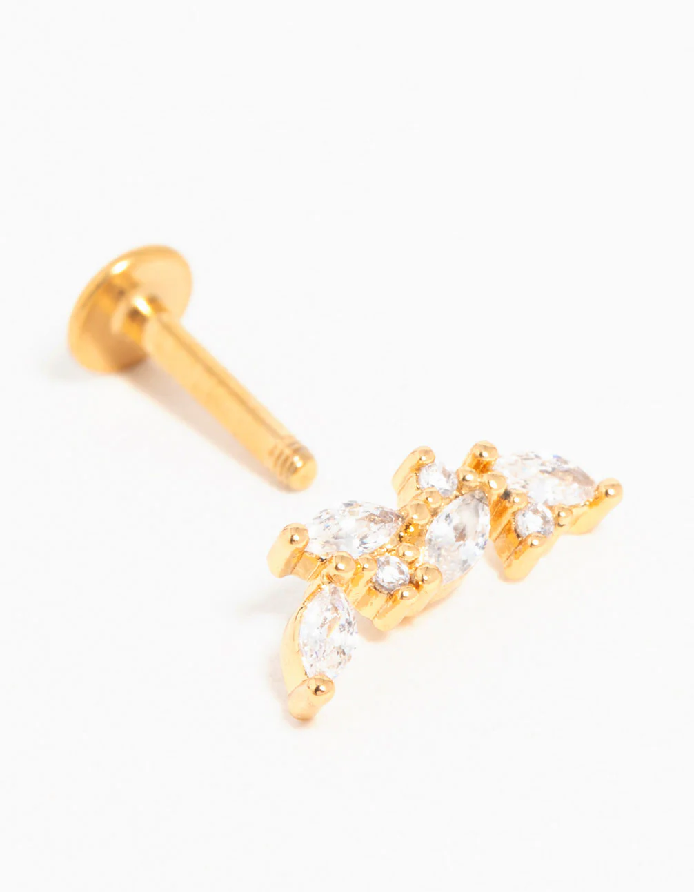 Gold Plated Titanium Cubic Zirconia Vine Crawler Flat Back Stud - Image 2