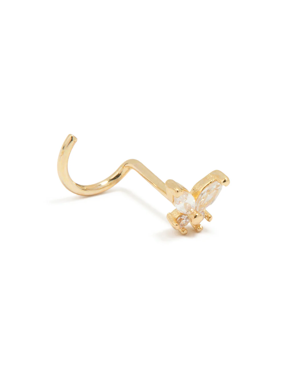Gold Plated Titanium Diamante Butterfly & Classic Nose Studs 3-Pack - Image 2