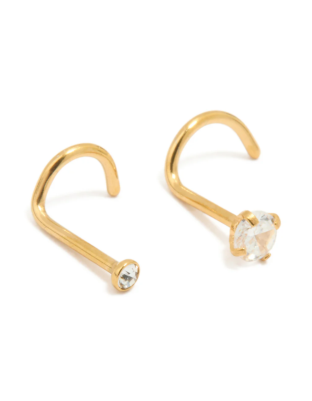 Gold Plated Titanium Diamante Butterfly & Classic Nose Studs 3-Pack - Image 3