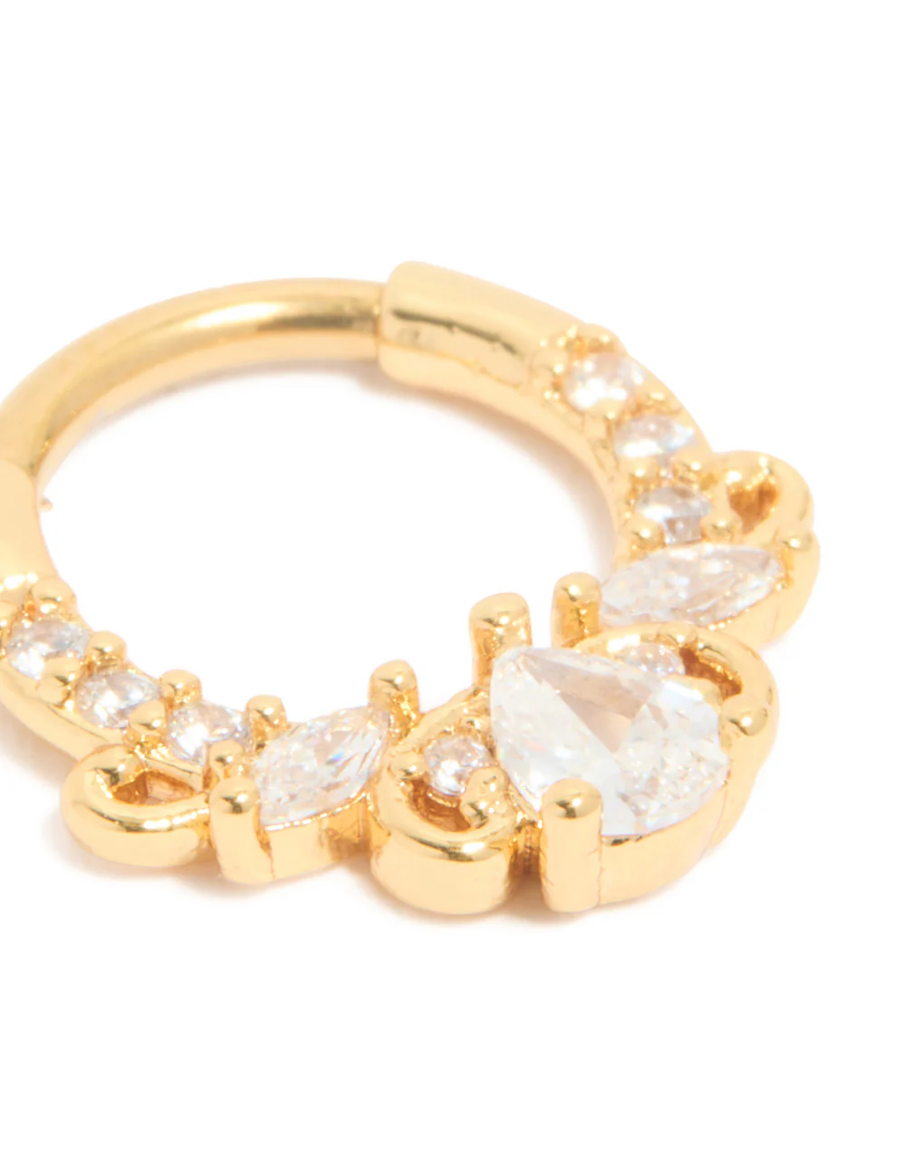 Gold Plated Titanium Diamante Detail Clicker Ring - Image 2