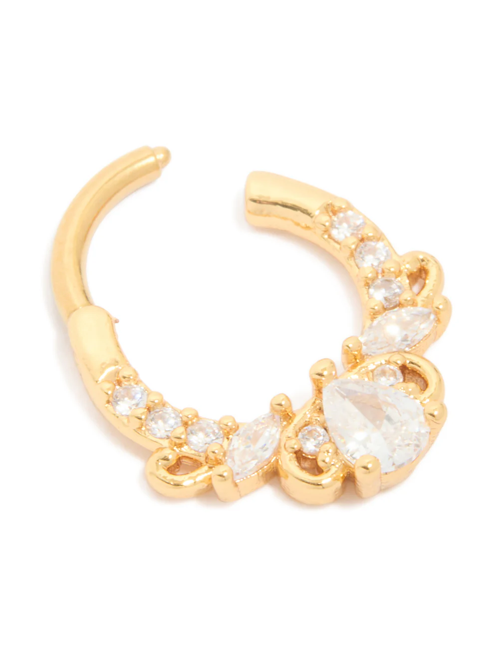 Gold Plated Titanium Diamante Detail Clicker Ring - Image 3