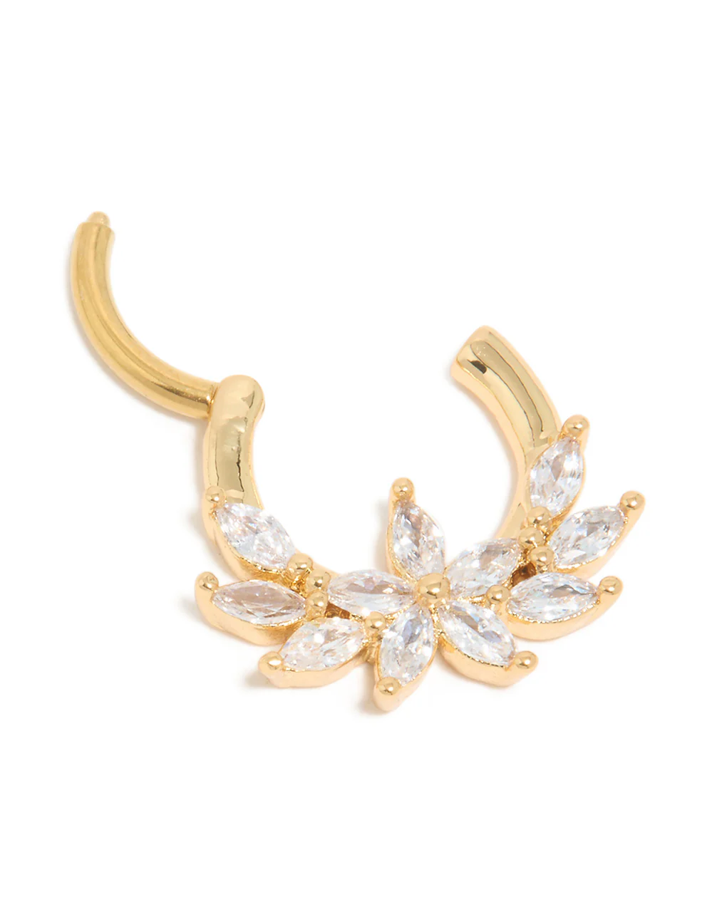Gold Plated Titanium Floral Cubic Zirconia Clicker Ring - Image 3