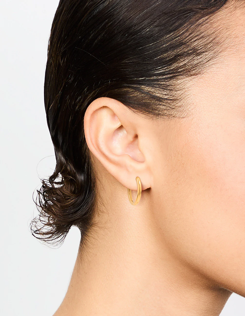 Gold Plated Titanium Medium Classic Hoop Earrings - Image 2