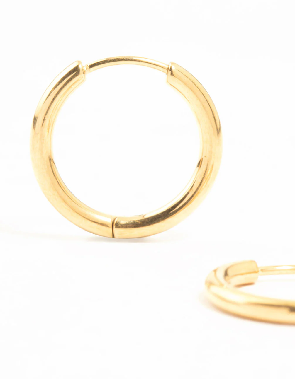 Gold Plated Titanium Medium Classic Hoop Earrings - Image 4
