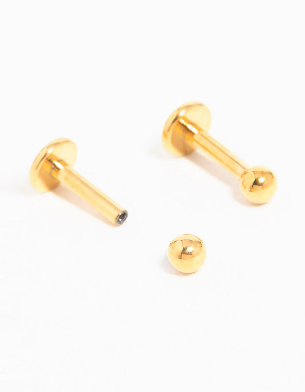 Gold Plated Titanium Micro Ball Flat Back Studs 2-Pack - Image 4