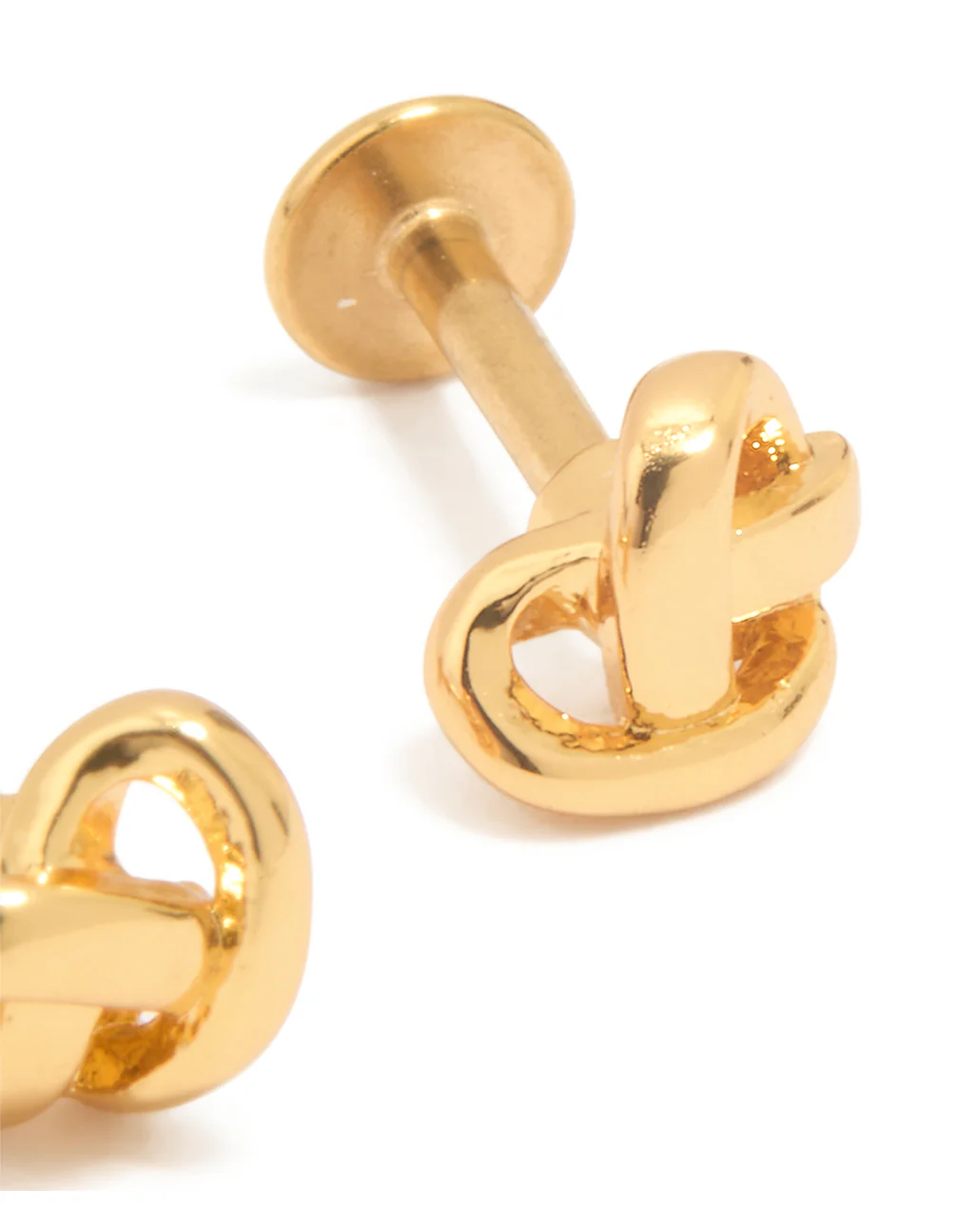 Gold Plated Titanium Pretzel Piercing Flat Back Studs - Image 3