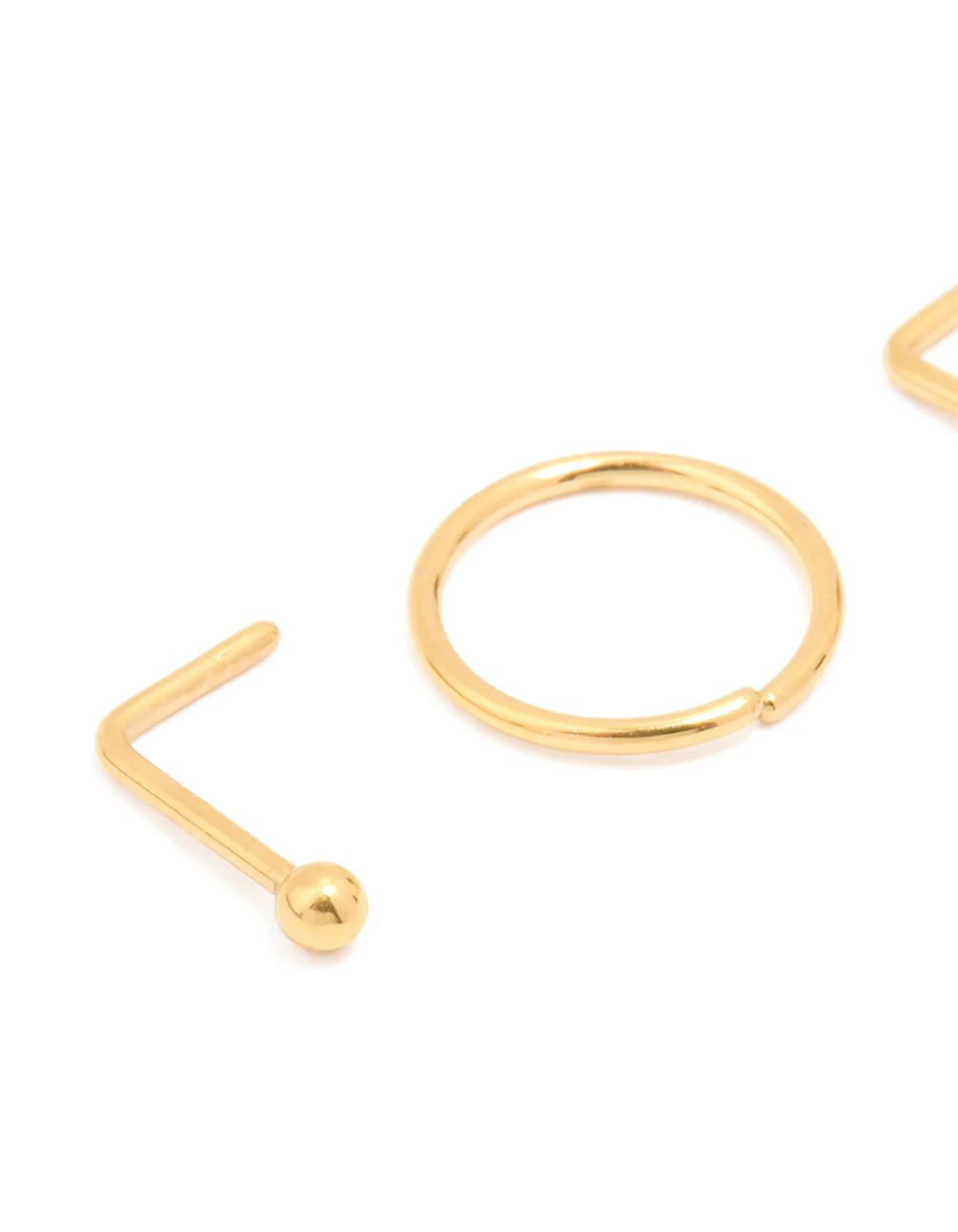 Gold Plated Titanium Simple Mixed Nose Studs & Nose Rings 4-Pack - Image 2